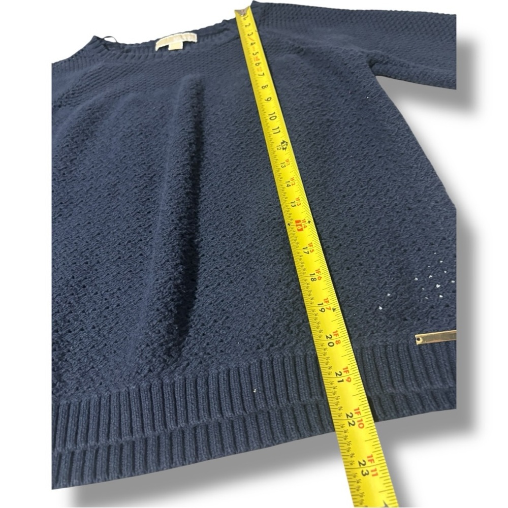 Michael Kors Knit 3/4 Sleeve Lightweight Cotton Comfy Classic Navy Blue Sweater - Picture 11 of 16